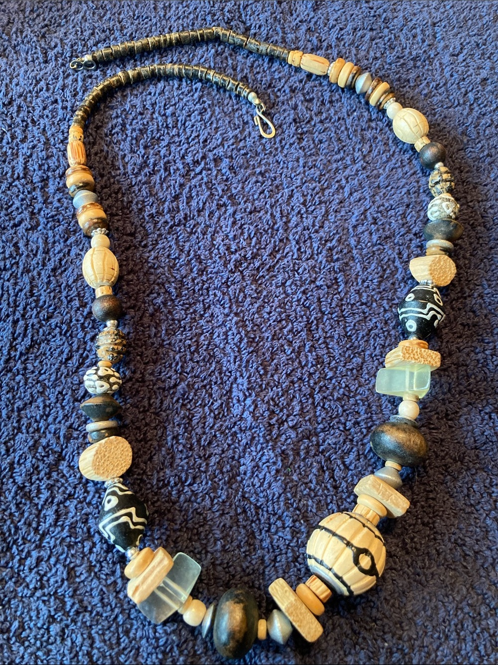 Handcrafted Boho Black and Natural Colored Wooden Beaded Necklace